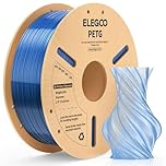 ELEGOO PETG Filament 1.75mm Transparent Blue 1KG, Translucent 3D Printer Filament High Precision, Strong & Durable 1kg Spool(2.2lbs) Fits for Most FDM 3D Printers