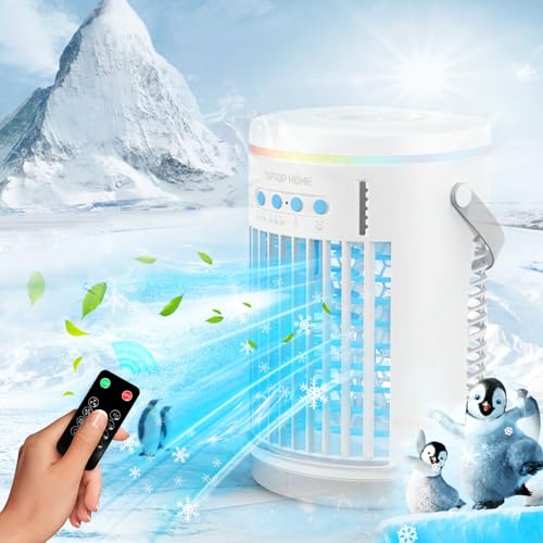 Portable Air Conditioner, Powerful Evaporative Air Conditioner Unit with Remote Control, 4-in-1 Personal Air Cooler Fan and Humidifier for Bedroom, Office, Camping Portable Air Conditioner, Powerful Evaporative Air Conditioner Unit with Remote Control, 4-in-1 Personal Air Cooler Fan and Humidifier for Bedroom, Office, Camping