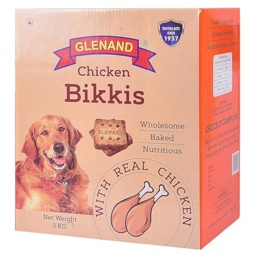 Image of Glenands Dog Biscuit Bikis 3kg for All Life Stages with Chicken Flavor | No Artificial Flavour