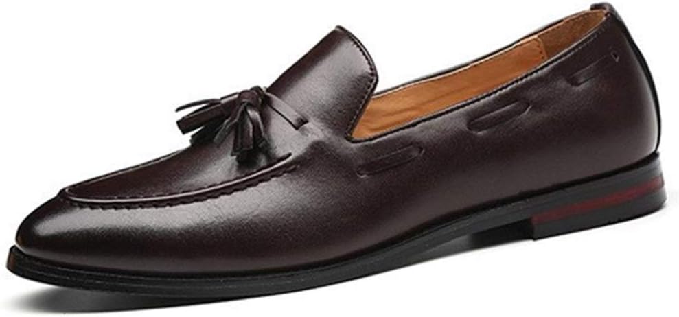 TMYQMFashion Casual Shoes Men's Casual Shoes Solid Color Pointed Non-slip PU Leather Flat Bottom (Color : Brown, Size : 45 EU)