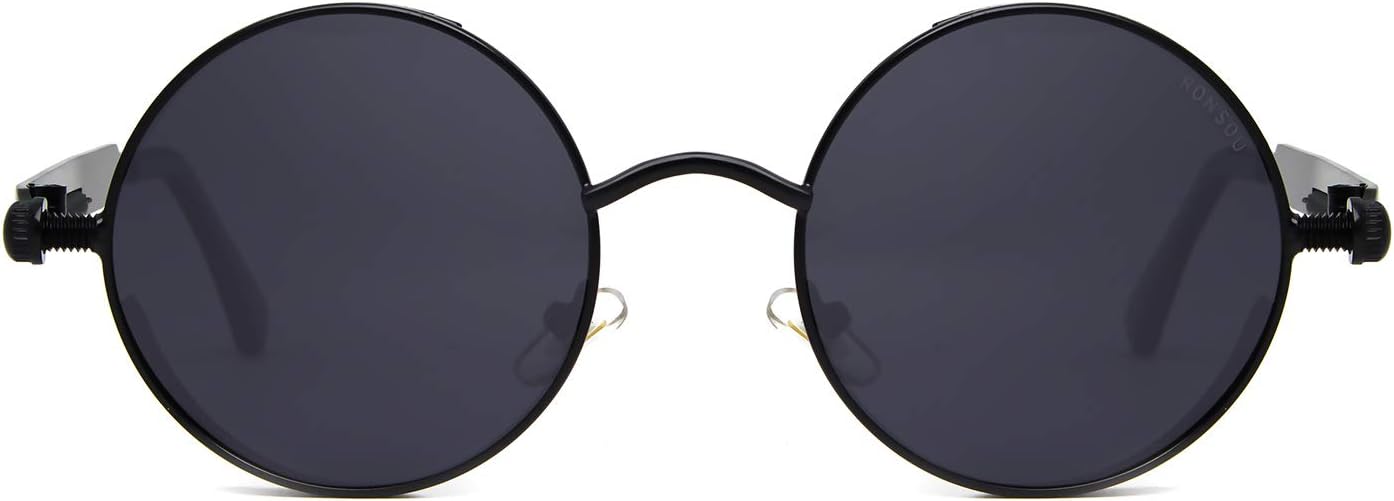 RONSOU Steampunk Style Round Vintage Polarized Sunglasses Retro Eyewear UV400 Protection Matel Frame - Image 4