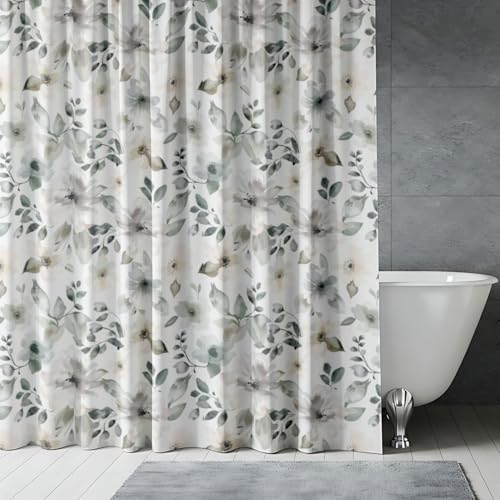 Image of Sassoon Ash Willow Printed Shower Curtain for Bathroom with Hooks-1Pc