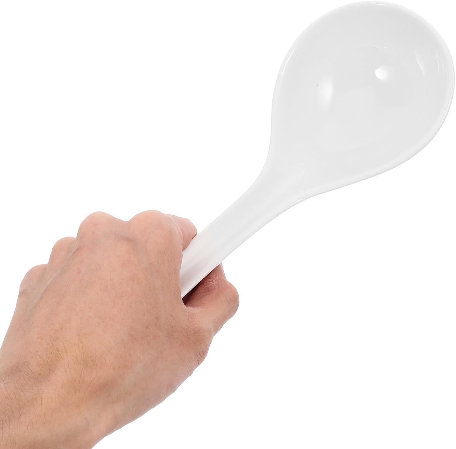 Porcelain Soup Spoon 10.6 Inch Long Handle Dishwasher Safe Microwave Safe White Ceramic Asian Ladle for Serving Soups at Hotel Banquets and Kitchen Use