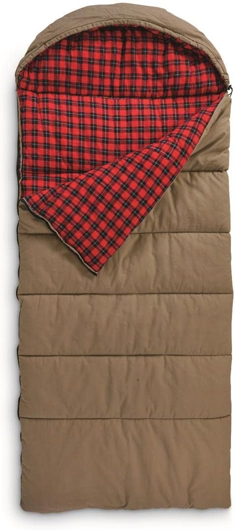 Canvas Hunter Sleeping Bag 0-Degree Fleece Lined Hooded for Adults Warm Winter Cold Weather Lightweight Portable for Camping, Backpacking, Hiking, Outdoors