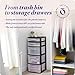 HOMZ Drawer Tower, 5-Tier Clear Plastic Storage Organizer Unit, Black Frame - Multi-Purpose Container Drawers for Bedroom, Bathroom, and Office Organization
