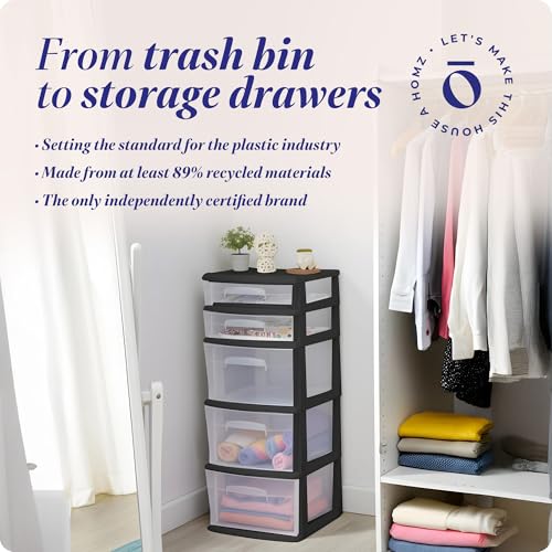 HOMZ Drawer Tower, 5-Tier Storage Organizer Unit, Black Frame - image 6