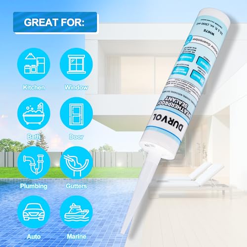 Sellador de silicona impermeable 2 unidades blanco miniatura 2