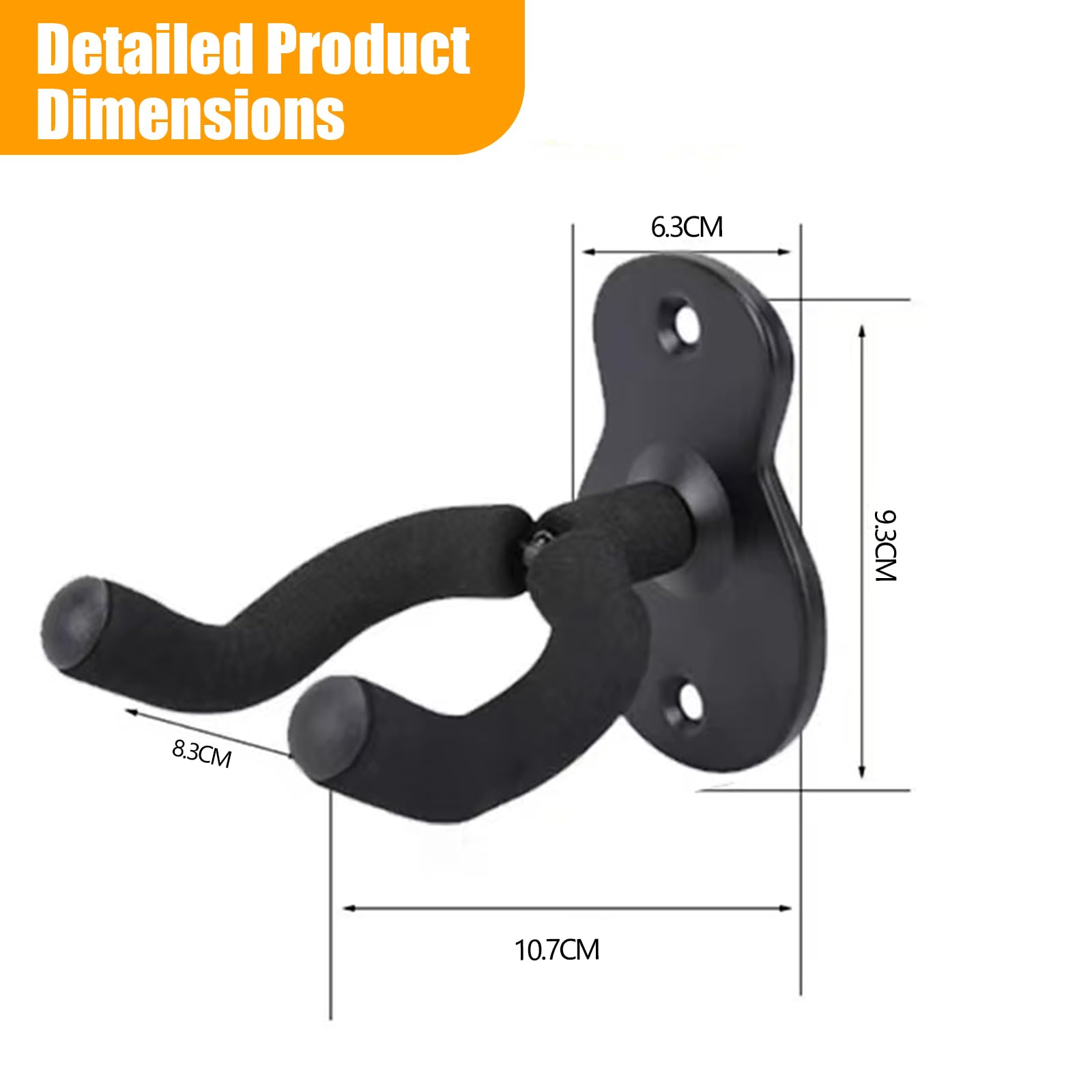 Support Guitare Mural avec éponge de Protection, Accroche Guitare Mural en Métal, Porte Guitare Mural Hooks pour All Guitares, Basse, Banjo, Avec vis