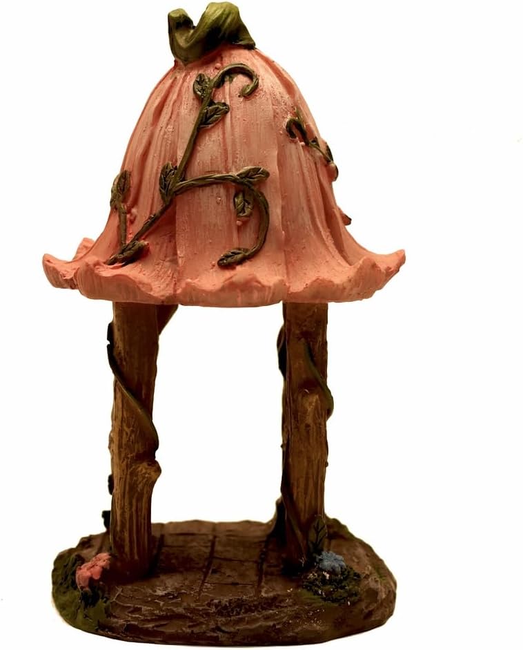 Treasure Gurus Miniature Pink Flower Roof Fairy Garden Gazebo Outdoor Dollhouse Landscape Decor