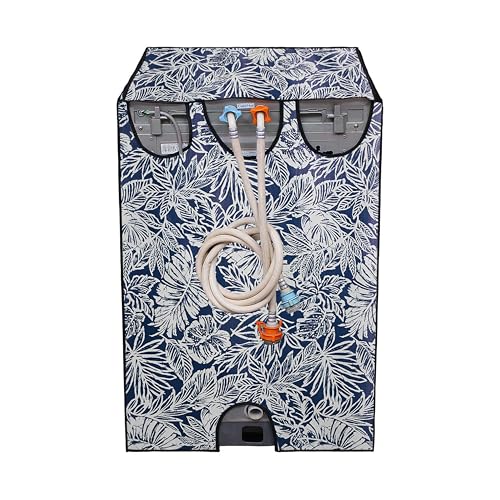 Image of Fully Automatic Top Load Washing Machine Cover for Samsung /IFB /LG /Godrej /Whirlpool /Bosch / 7 kg, 7.5 Kg (58 X 58 X 89 Cms),Waterproof & Dustproof Polyester, Leafy Pattern Blue - FABKUM176