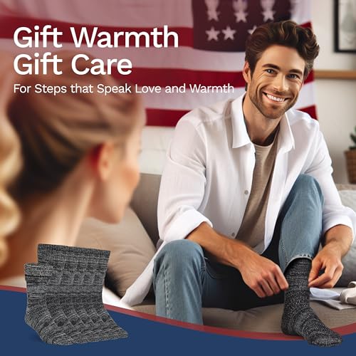 Image of Buttons & Pleats Wool Socks for Men & Women Merino Thermal Warm Cozy Winter Boot Sock