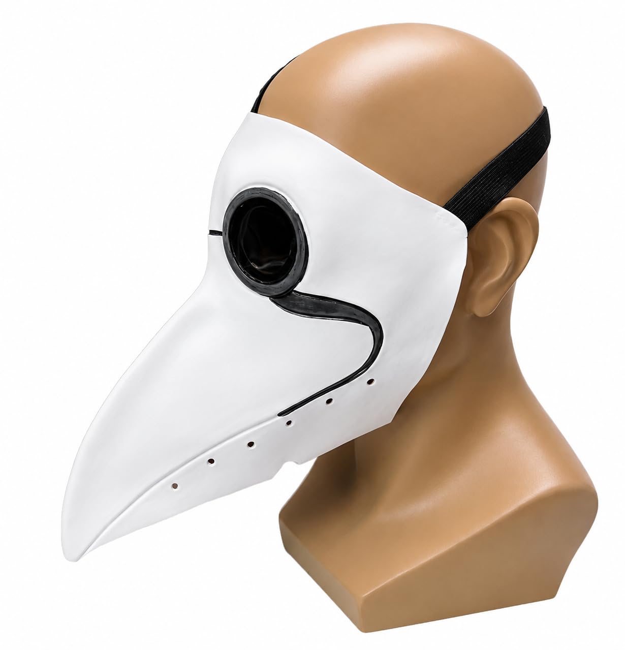 jokeshop White Latex Plague Doctor Mask Beak Steampunk Medieval Bird Halloween Costume Accessory