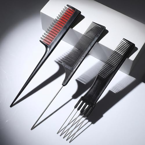 Set de 3 Peines para Peinar y Cepillo Negro miniatura 7