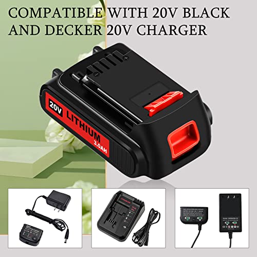 2 Pack 20Volt 3.0Ah Max Lbxr20 Repalce For Black And Decker 20V Lithium Battery Lb20 Lbx20 Lst220 Lbxr2020-Ope Lbxr20B-2 Lb2X4020 Cordless Tool Batteries #TOP4