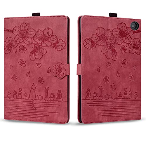 ^ubgPCP[X Fire HD 8 / Fire HD 8 Plus (10 2020N) Ή ϏՌ PUU[ ^ ܂肽 X^h یJo[ tbvP[X J[hXbg ^ubgPCP[X ی(Wine Red)