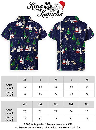 King Kameha Funky Hawaii overhemd, korte mouwen, voorzak, voor vrije tijd met rendier- en kerstman-opdruk - Image 8