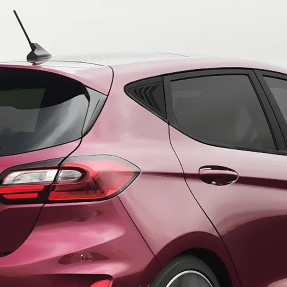 Heckscheiben-Viertel-Lüftungsschlitz-Abdeckungen für Ford Fiesta MK8 2018–2024, schwarze Karbonfaser-Optik, 1 Paar (glänzendes Schwarz)