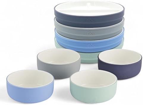 Elk and Friends Kids Porcelain Mealtime Bundle | 6.7" Plates & Bowls | 8 Pcs | Microwave & Dishwasher Safe
