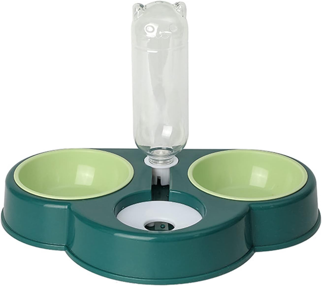 Automatic Feeding Bowl, 3 in 1 Plastic Cat Feeding Station, Detachable Pet Tableware Dog Water Food Bowl, Automatic Cat Food and Water Dispenser Set for Indoor Cats (Green)