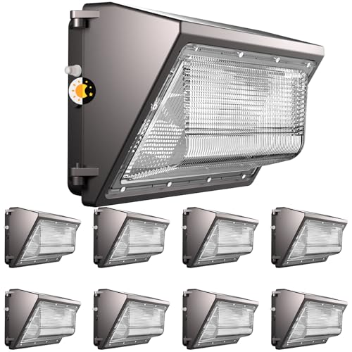 Lightdot 8Pack 150W LED Wall Pack Lights, 100-277v Dusk to Dawn Photocell, 22500Lm(150Lm/W) 5000K IP65 Waterproof Outdoor Exterior Lighting, Energy Saving, ETL | 5-Year Warranty(Height:10~20ft)