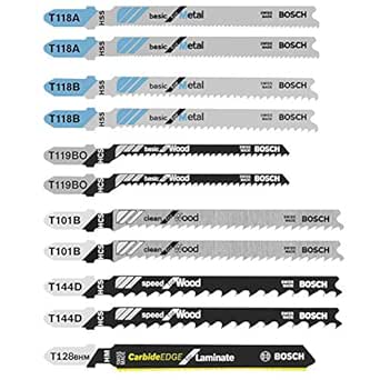 Bosch T11C 11 pc. Laminate/Wood/Metal T-Shank Jig Saw Blade Set