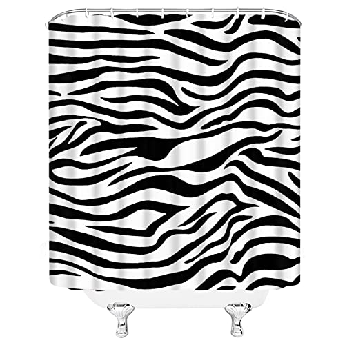 Gctnbjl Zebra Print Shower Curtain Black White Animal Zebra Skin Print Abstract Striped Geometric Safari Wildlife Nature Creative Bathroom Home Decor Curtain With Hooks #TOP2