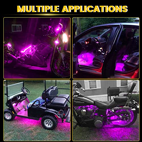 Everbright Led Strip Lights For Cars, 27Cm 5050 15Smd Waterproof Car Underglow Lights Motorcycles Golf Cart Boat Decoration Led Interior Exterior Lights Strip,Dc-12V,Pinky Purple (Pack Of 4) #TOP1