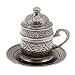 Copper Turkish Coffee Espresso Ottoman Cup & Saucer (Antique Silver)