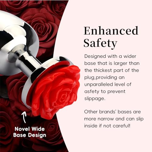 Image of Luxury Metal Anal Plug - Elegant Waterdrop Shape with Intricate Rose Petal Base. Body Safe, Durable & Hygienic Design Sex Toy for Intimate Exploration