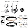 Cupimatch 2 Pairs Couple Matching Necklace Bracelets Set, Stainless Steel Adjustable I Love You Heart Puzzle Necklace His and Hers Bracelets Her King His Queen CZ Relationship Bangle #2
