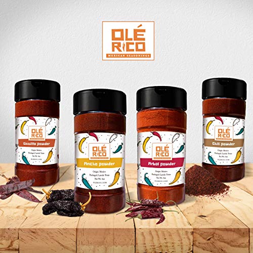 Chili Powder 4 Pack Bundle (16 oz Total) - Tex Mex Pure Spice Mix (Chili), Ancho, Guajillo, Arbol - Great For Texas Mexican Style Chili and Mexican Recipes - Packaged In Sealed Shaker By Ole Rico - Thumbnail 7
