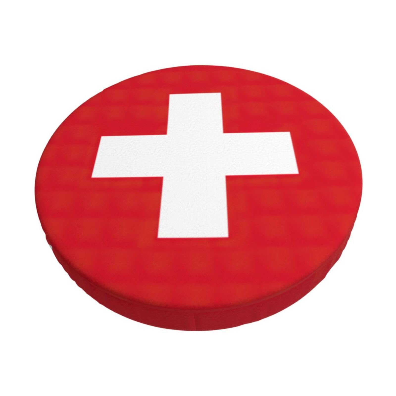 ACVnbm Swiss Flag Print Round Bar Chair Cushion Cover, Elastic Chair Protector For Kitchen Bar Dining