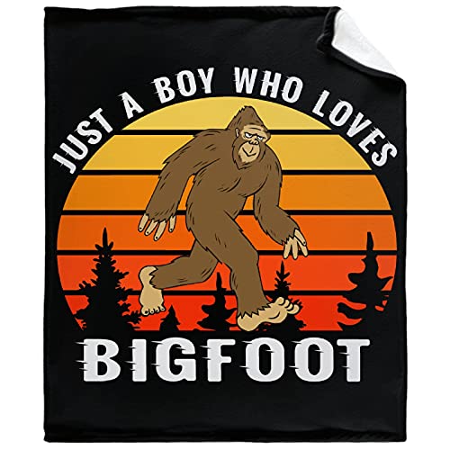 Artblanket Just A Boy Who Loves Bigfoot Blanket For Fall Winter Spring All Season Warm Fuzzy 40X30 In For Pet Microplush Lightweight Thermal Fleece Summer Autumn Blankets For Couch Bed Sofa #TOP7