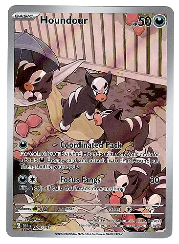 Pokemon - Houndour 204/197 - Obsidian Flames - Illustration Rare - Holo Foil Full Art
