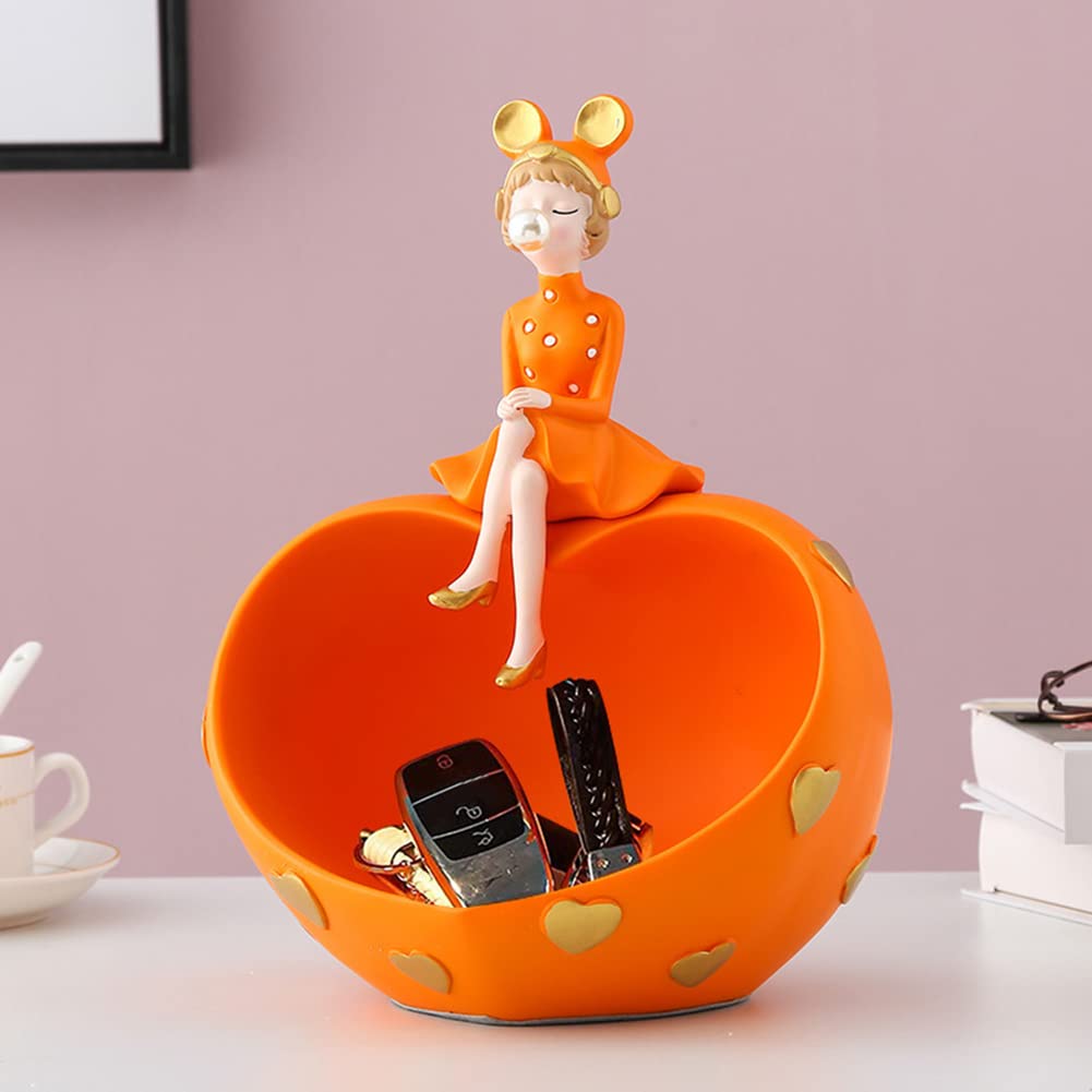 Bubble Girl Art Figurki Rzemiosło wejściowe Żywica Stół Rzeźba Artykuły gospodarstwa domowego Nordic Rzeźba do salonu w domu (pomarańczowy)