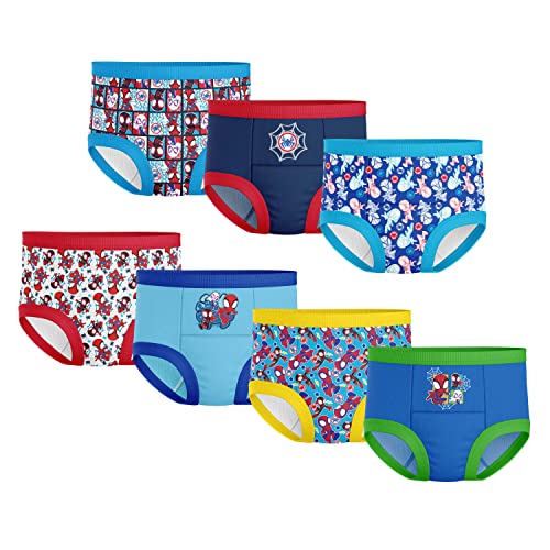 Spiderman Marvel Unisex Baby Superhero 7PK-10PK Potty Training Pants with Success Chart & Stickers, Hulk & More, 7-Pack Spidey Only, 3T