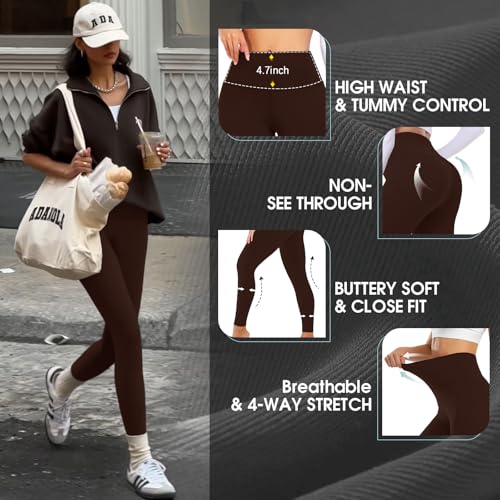 Image of MOREFEEL 3 Pack 8 inch High Waisted Biker Shorts for Women, Casual Summer Knee Length Tummy Control Running Athletic Yoga Shorts
