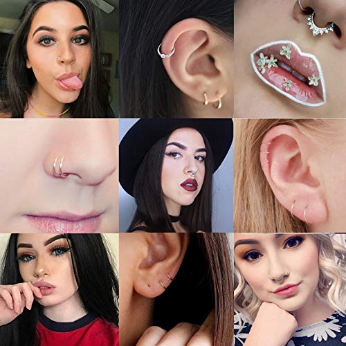 image for REVOLIA 16Pcs 20G Stainless Steel Fake Nose Ring Hoop Clip On Cuff Ear