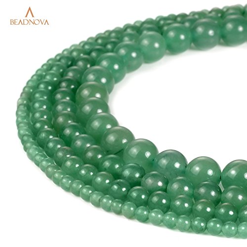 Image of BEADNOVA Green Aventurine Beads Natural Crystal Beads Stone Gemstone Round Loose Energy Healing with Crystal Stretch Cord for Jewelry Making (8mm, 45-48pcs)