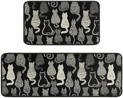 Cute Black Cat Print Floor Mat