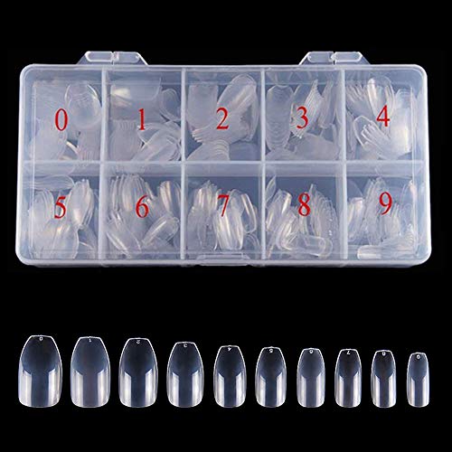 AORAEM Short Coffin Nail Tips 500Pcs Full Cover Ballerina False Acrylic Clear Nails with Box for nail Salon (500Pcs-Clear)