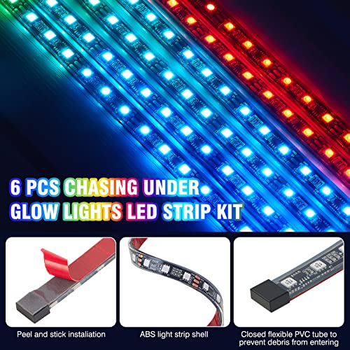 Otomo 15.5" Chasings Flows Ring Underglow Strip Light, 876-Leds 2-Row Dreamcolors Neon Rim Rotar Lighting With Braking & Turn Signal For Truck Car Suv(Rotor Brake Pad Dia≤13", Rim Inner Edge Dia≥19") #TOP2