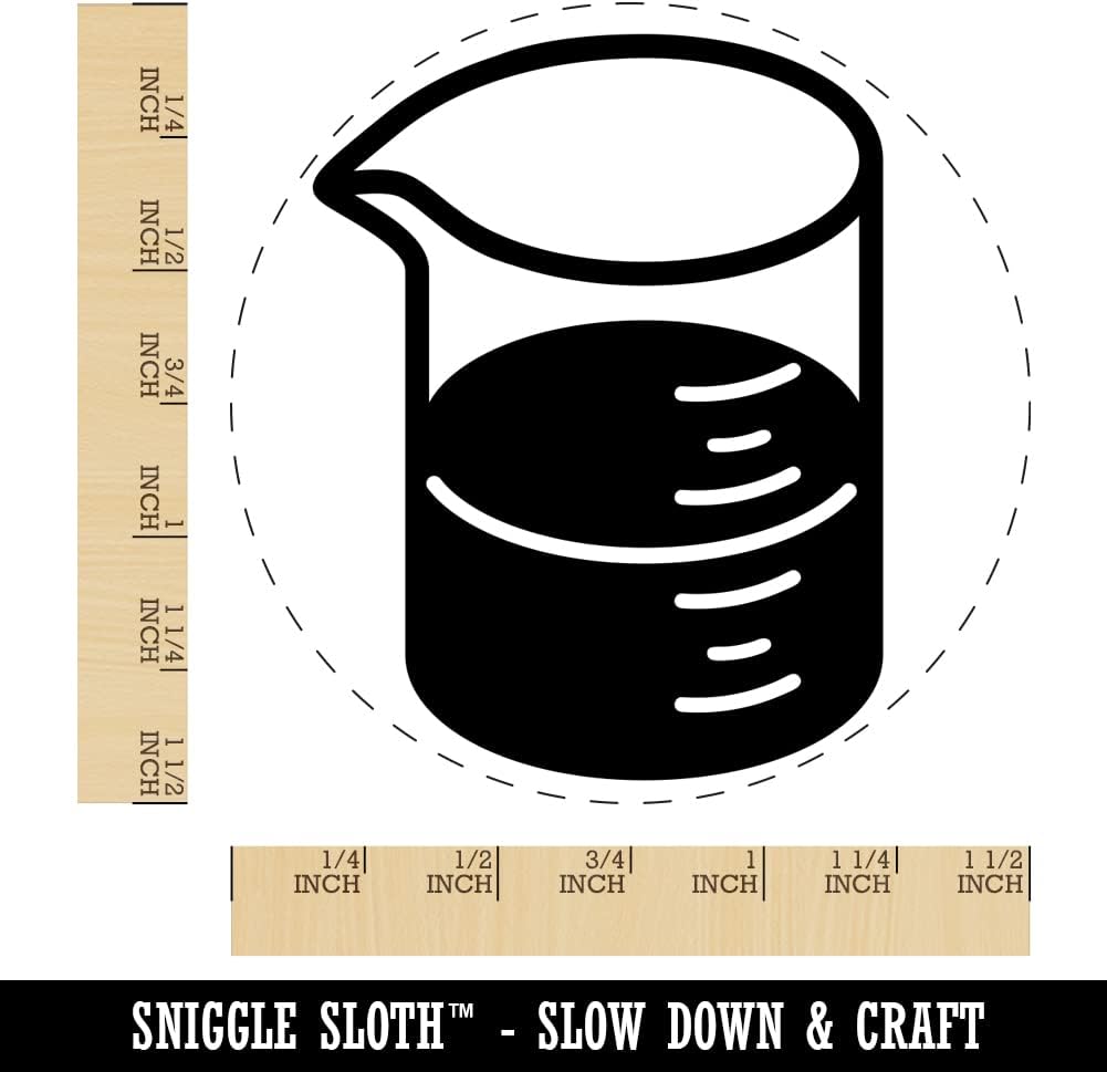 Glass Beaker Chemistry Science Self-Inking Rubber Stamp Ink Stamper for Stamping Crafting Planners - 1-1/2 Inch Large - Red Ink