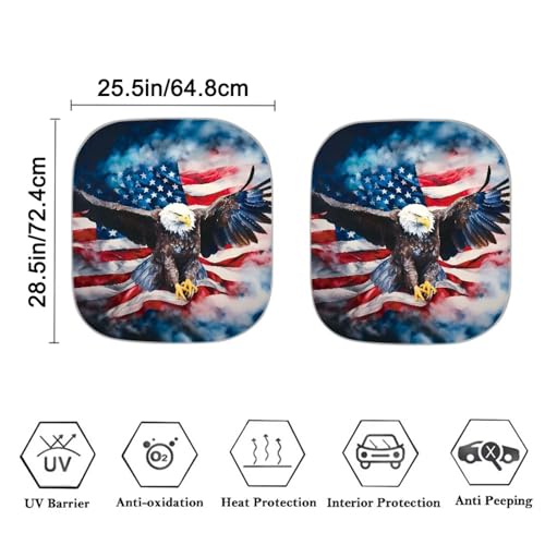 Image of Eagle Flag 2 PCS Car Windshield Sun Shade Foldable Automotive Interior Accessories for Sun Protection Auto Sun Heat and UV Rays Blocker Fit Car Front Window for Trucks SUV Van