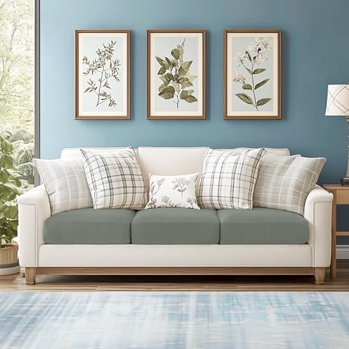 Image of CHUN YI 3PC Stretch Couch Cushion Covers, Individual Sofa Seat Slipcovers Suitable for Armchair Loveseat Sofa with Spandex Jacquard Fabric(3pc,Dove Grey)