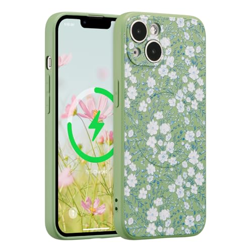 Coque magnétique iPhone 14 antichoc fleurie compatible Magsafe