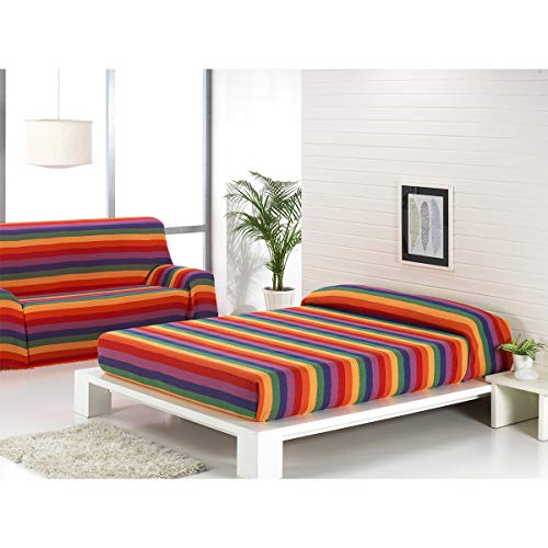 Miniatura 2 de Mercury Textil- Colcha Multiusos Sofa,Manta Foulard,Plaid Para Cama,Cubresofa Cubrecama,Jarapas,Comoda Practica Y Suave. Poliester Algodón 230 X 260cm, Espiga Arcoiris