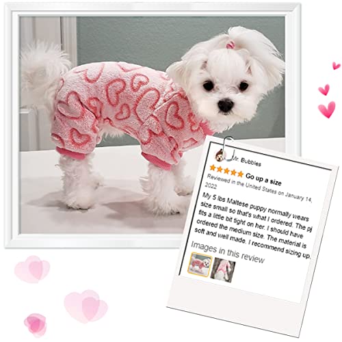 Dog Pajamas For Small Dog Girl Boy Fleece Puppy Pjs Jammies 4 Leg Dog Clothes For Chihuahua Yorkie Winter Warm Onesies Jumpsuit Clothing For Pet Dogs Male Female (X-Small Bust 9.84") #TOP1