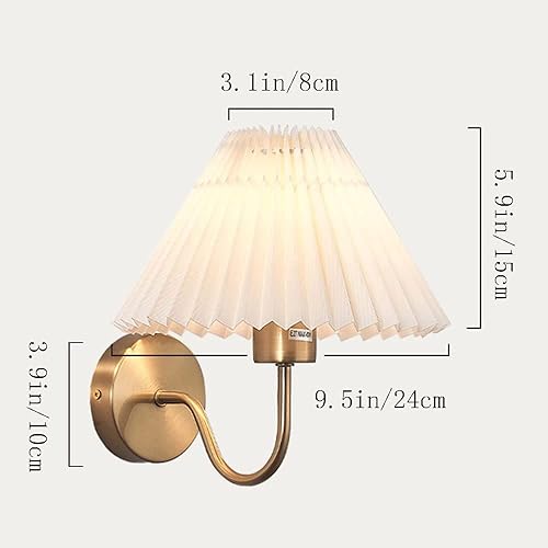 Miniatura 6 de Lámpara de pared rústica retro con pantalla de tela plisada, lámpara de pared antigua para decoración de interiores de granja para dormitorio, sala