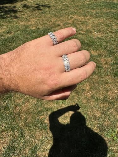 Moissanite Prong Cuban Link Eternity Band Ring – 925 Sterling Silver – 1.6ct VVS D Color Iced Out Wedding Band – Made in Italy – Men’s Hip Hop Ring4